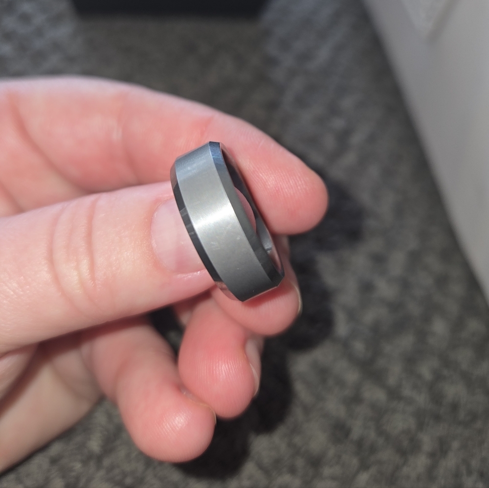 Sleek Silver and Black Ring